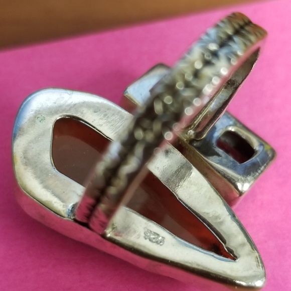 Montana Lace Agate/Garnet 925 Ring - Picture 5 of 6